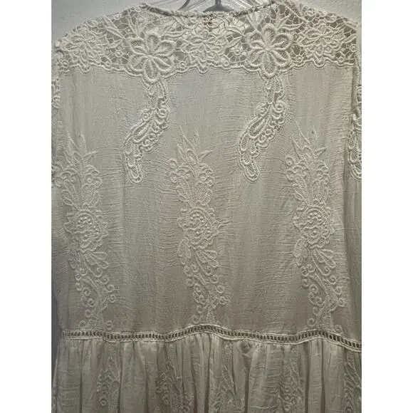 Spell & Gypsy Large Magnolia White Lace Eyelet Embroidered Babydoll Dress READ - Picture 4 of 14